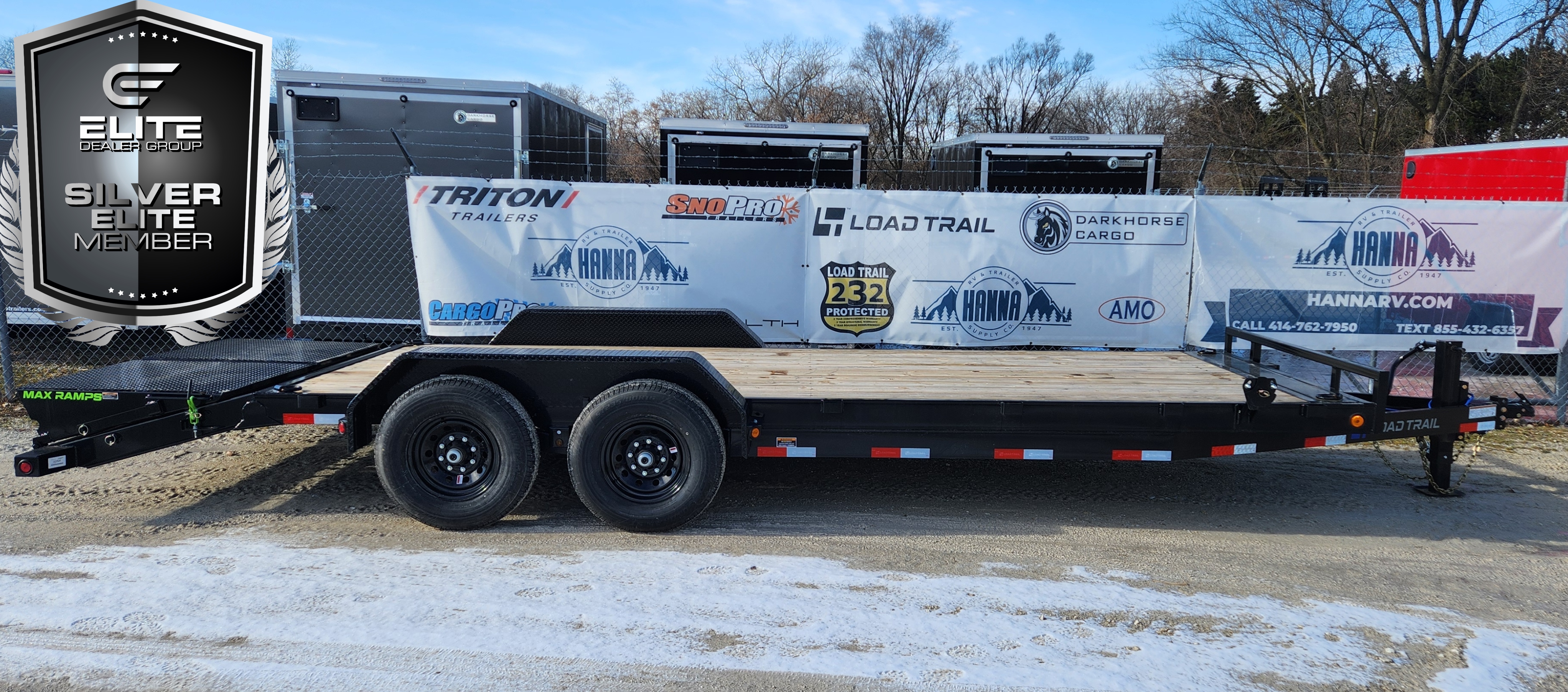 Load Trail 83 X 20 Tandem Axle 14,000 Lb Steel Car Hauler / Equipment Trailer with MAX Ramps and 8" Winch Plate